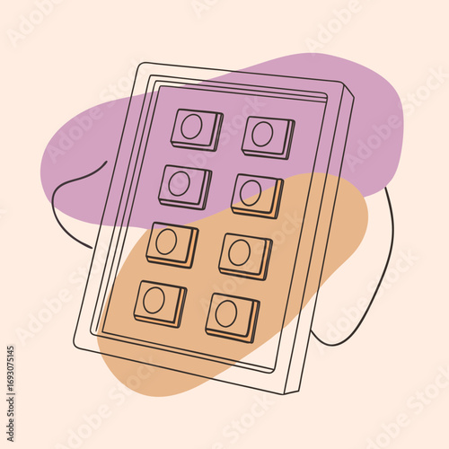 Tablet device illustration symbolizing technology and communication on abstract background with copy space