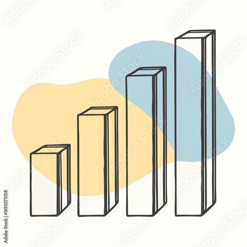 Business growth bar chart illustration on abstract background with copy space