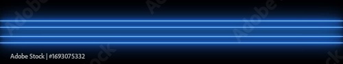 Ultrawide Glowing neon light blue colored line stripes on black background in high resolution. Retro motion graphic.