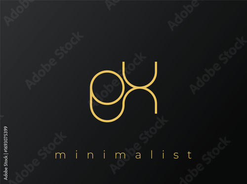 EX Minimalist Logo with Interlocking Shapes on Solid Black Background. A clean and modern minimalist logo design.