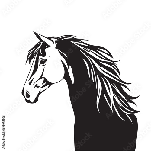 Wallpaper Mural Horse head silhouette on white background. Horse head icon. Horse head silhouette. Stylized Horse logo.	 Torontodigital.ca