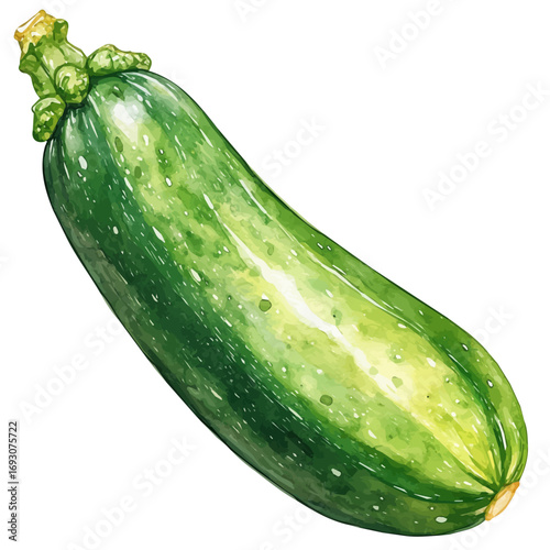 watercolor of Zucchini, vector, isolated on a white background.