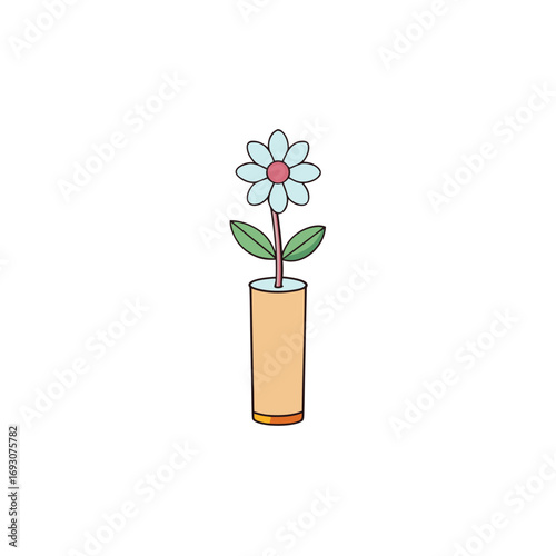 Minimalist single red flower in a simple vase on a clean white background