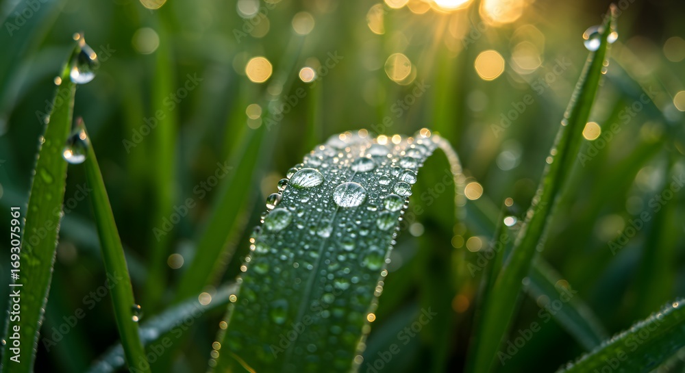 custom made wallpaper toronto digitalSpring grass field surface with morning dew drops forming natural sparkling seasonal texture