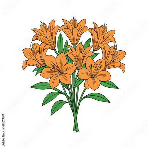 Vibrant orange alstroemeria flowers arranged in a beautiful bouquet