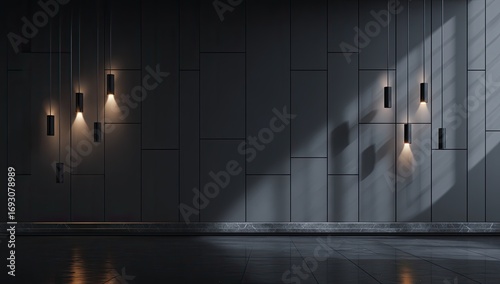 Modern minimalist interior with pendant lighting