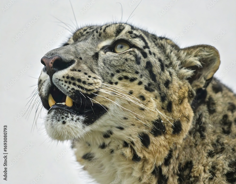 Obraz premium Close-up of a snow leopard looking upward
