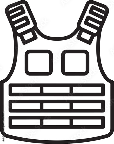 Body armor icon vector illustration depicting safety protection and tactical gear for security personnel