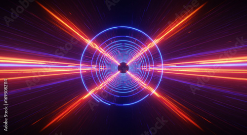 Abstract tunnel with multicolor spectrum - background with white light speed scaling