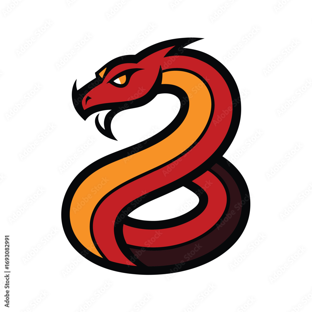 Naklejka premium Illustration of Coiled Snake Mascot Design on White