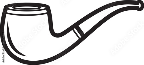 Classic Tobacco Pipe Silhouette in Black and White for Retro Smoking Illustrations
