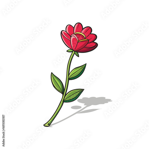 Elegant single flower stem with subtle shadow effect on a clean white background banner design