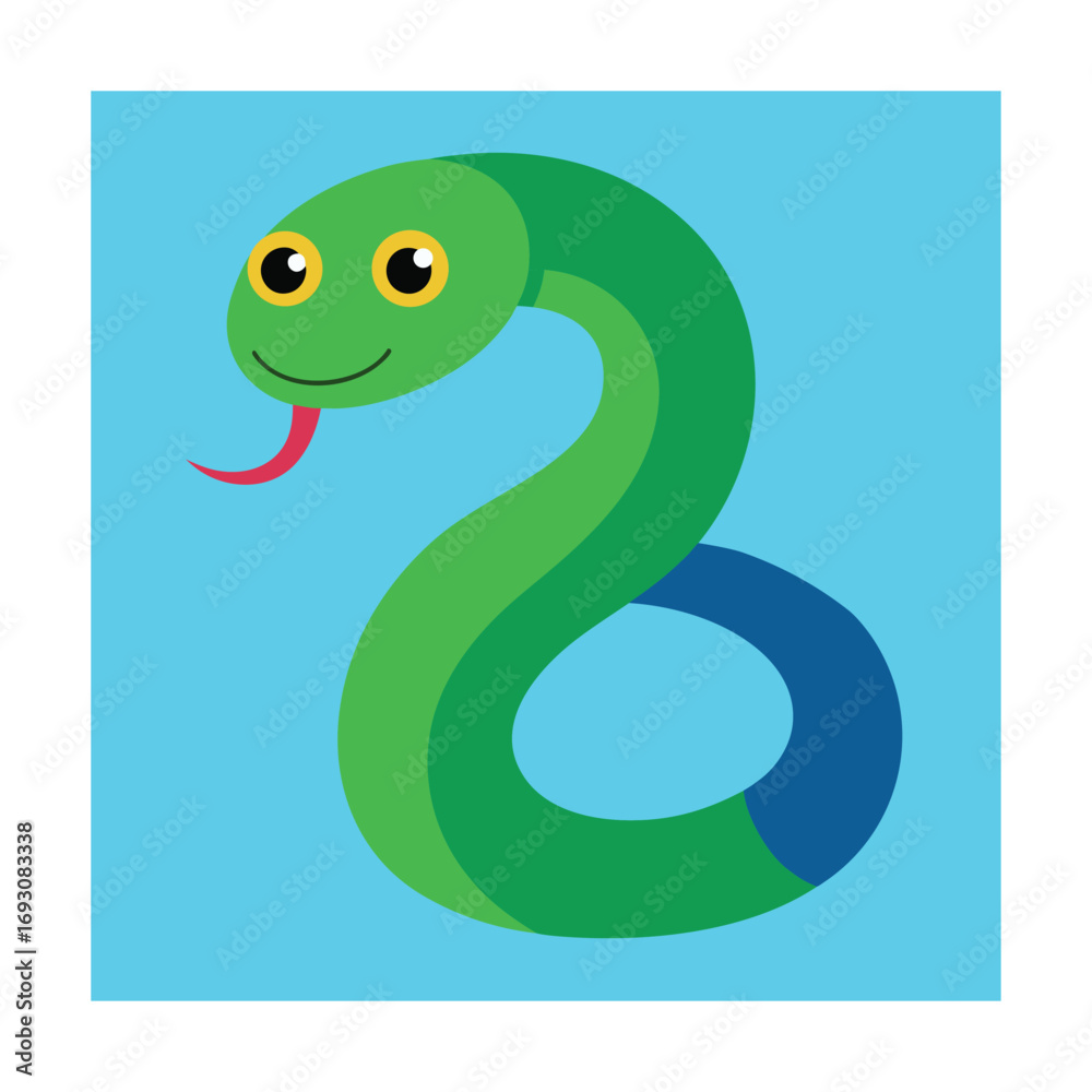 Fototapeta premium Vector Illustration of a Snake with Friendly Face
