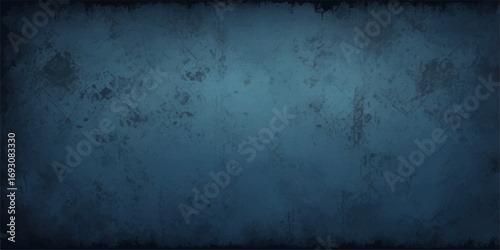 Grunge vintage dark blue concrete wall with textured old paint and rough stone pattern background