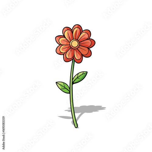 Elegant single flower stem with a subtle shadow effect on a clean white background