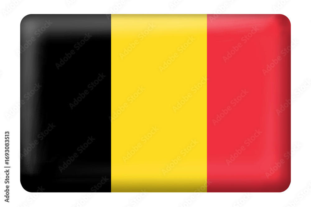 Fototapeta premium Belgian flag square button shape on transparent background. national, flag, country, travel, language, belgia, europe, world, education, presentation, business, web, element, digital, design, png