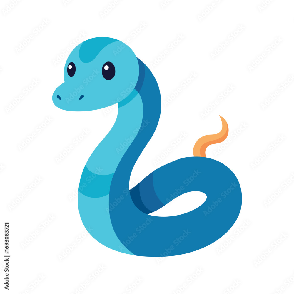 Fototapeta premium Cartoon Python Snake Illustration on White Background