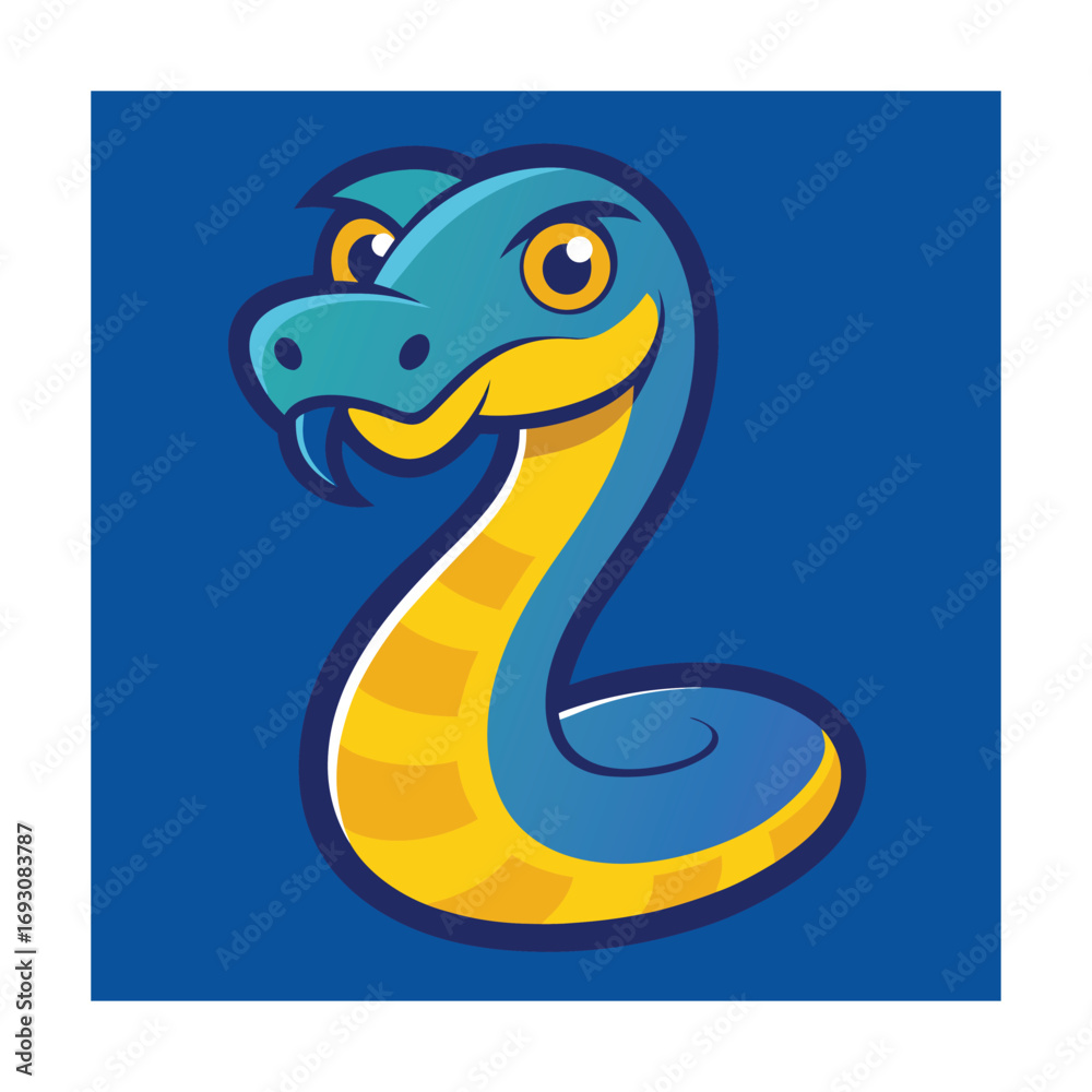 Naklejka premium Cartoon Python Mascot Vector Illustration Design