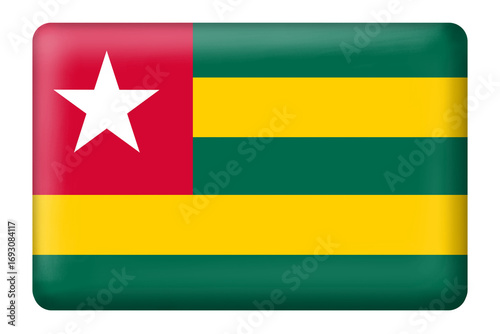 Free Download Togo flag with square button shape on transparent background. Flag, national, country, travel, language, culture, education, business, web, presentation, 3D, element, sticker, png, print, etc. - GFXLoad
