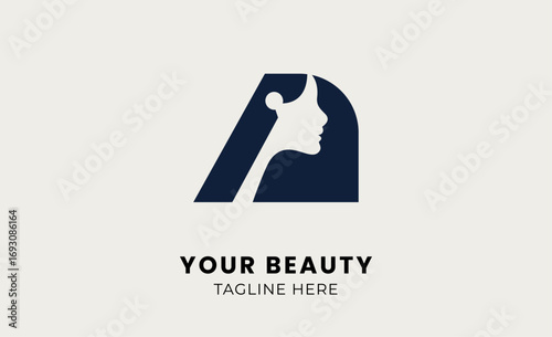 Minimal logo woman beauty with letter A. Feminine, body treatment and modern logo concept.