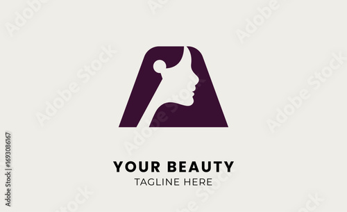 Minimal logo woman beauty with letter A. Feminine, modern and body treatment logo concept.