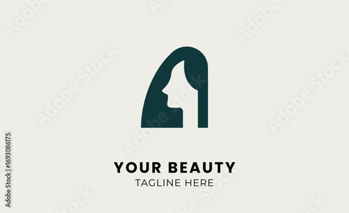 Minimalist logo woman beauty with letter A. Feminine, body treatment and modern logo concept.