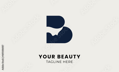 Minimal logo woman beauty with letter B. Feminine, body treatment and modern concept.