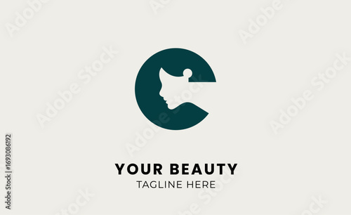Minimal logo woman beauty with letter C. Feminine, body treatment and modern logo concept.