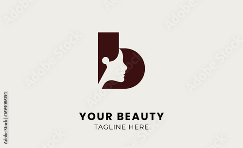 Minimal logo woman beauty with letter B. Feminine, body treatment and modern logo.