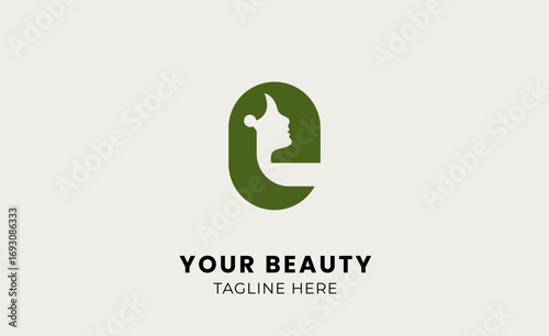 Minimal logo woman beauty with letter E. Feminine, body treatment and modern logo concept.