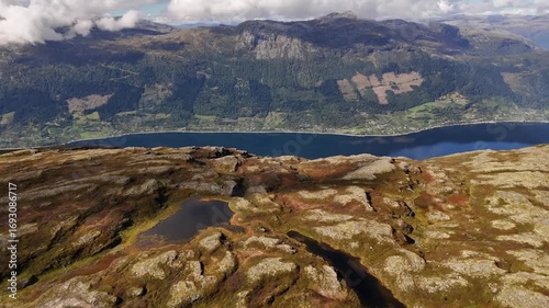 Epic Hardangerfjord in Norway during sunny day, one of the biggest fjords in Norway