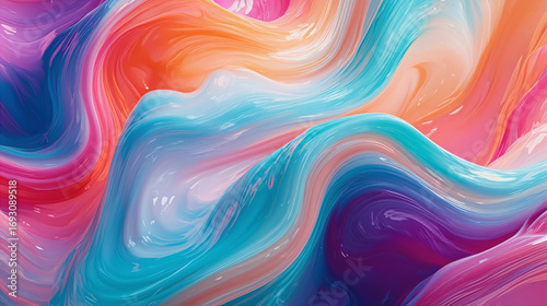 Abstract colorful waves flowing smoothly, transparent background, natural lighting