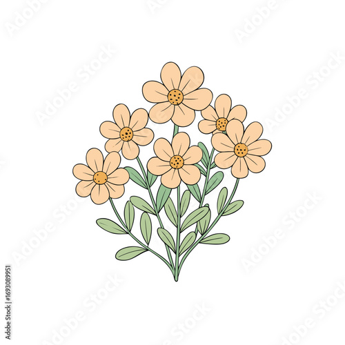 Vibrant wildflower cluster with gentle soft shading on a clean white background banner design
