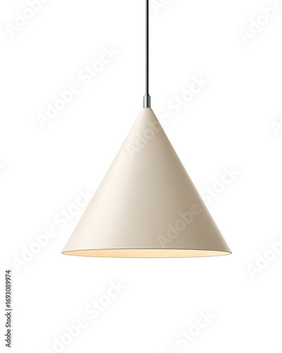 Cream-colored conical pendant lamp