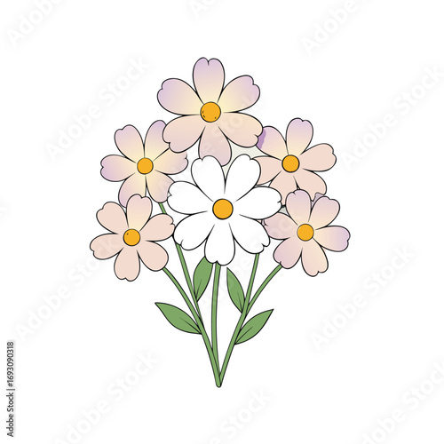 Vibrant wildflower cluster with subtle shading on a clean white background advertisement