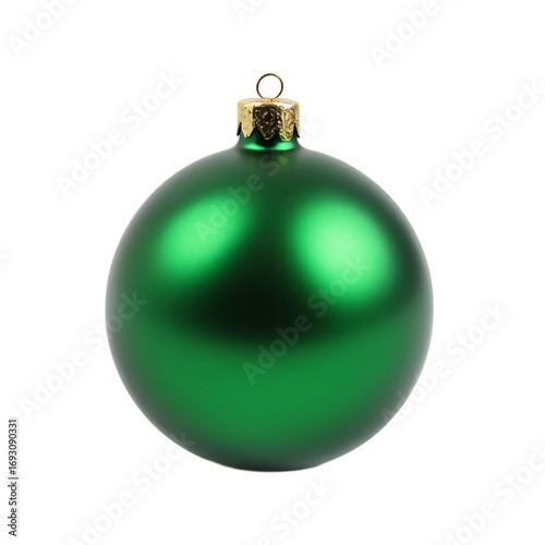 Green Christmas Ball Ornament Isolated on Transparent Background