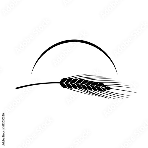 Vector art of wheat ear with sun, a symbol of agriculture, harvest, and nature, perfect for food and organic related designs
