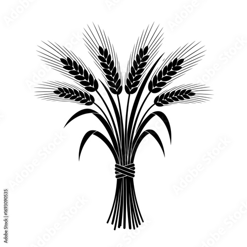 Illustration of a wheat sheaf, a symbol of harvest, agriculture, and abundance, rendered in a clean, minimalist style