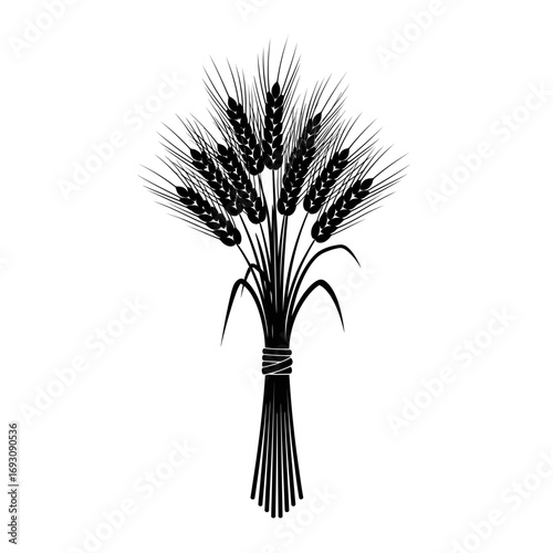 Illustration of a wheat sheaf, a symbol of agriculture, harvest, and the bounty of nature, in a minimalist style
