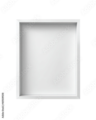 A square, white, framed, empty space