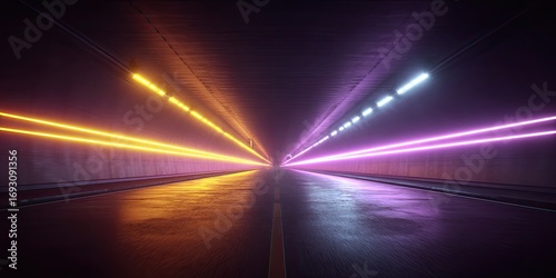 Fototapeta Naklejka Na Ścianę i Meble -  Neon Tunnel Roadway