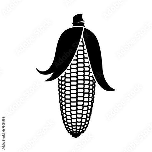 Vector art of a single ear of corn with husk, a simple and elegant design for various creative and agricultural projects