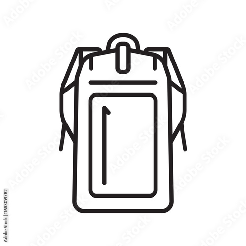 water repellent backpack black line icon. Vector isolated element
