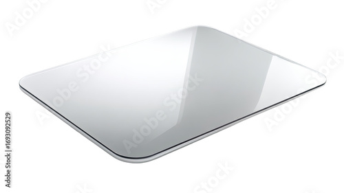 A glossy, rectangular, transparent surface