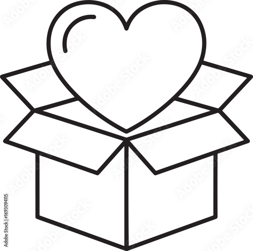 Love in a box conceptual outline illustration simple line drawing perfect for designs