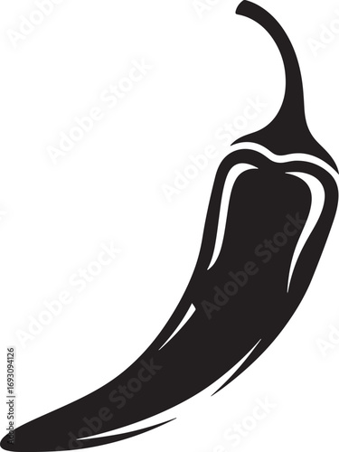 Minimalist Chili Pepper Illustration Spicy Food Black and White Graphic Design Element