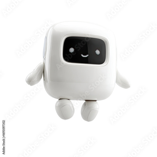 Cute, white robot figure, simple design