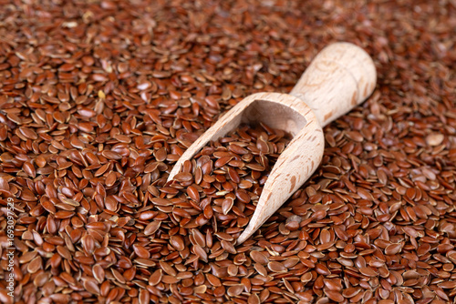 Organic linseed or flaxseed texture or surface as background.