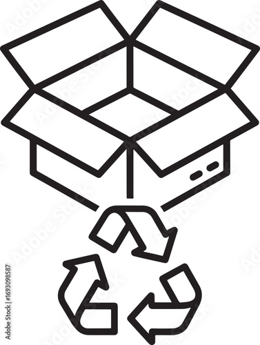 Recycling cardboard boxes icon symbolizing sustainable practices for environmental protection and reuse of packaging materials contributing to waste reduction
