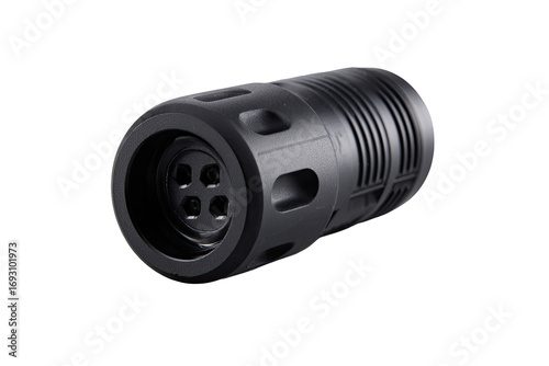 Wallpaper Mural Close-up of a dark gray cylindrical connector with four visible ports.  Textured exterior Torontodigital.ca